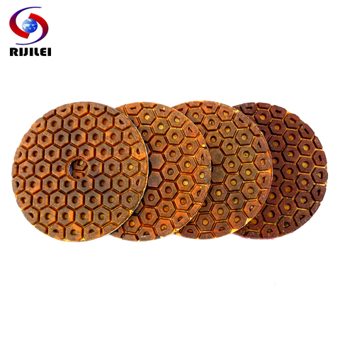 RIJILEI 4PCS Super 4 Inch Diamond Polishing Pads Copper Bond Wet Polishing Pad For Granite Marble Concrete Floor Grinding Discs ► Photo 1/6