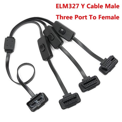 Extension cable Full 16 pin Splitter 1 to 3 with switch obd obd2 Y Cable Male Three Port Female wifi Scanner ELM 327 V1.5 ► Photo 1/6
