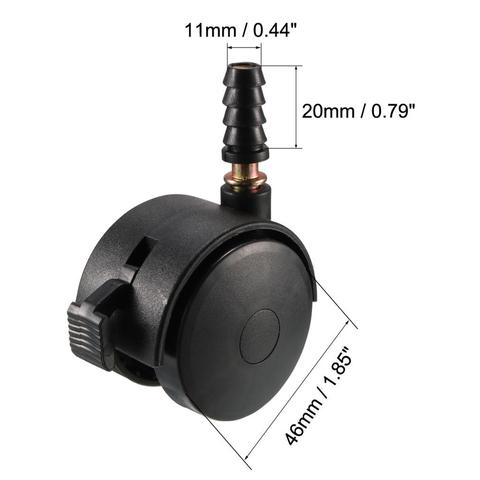 uxcell 1Pcs 1.85 Inch Swivel Caster Wheels Grip Neck Stem Caster Black Furniture Wheel with Brake and Mounting Socket ► Photo 1/1