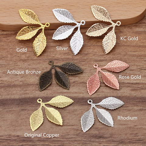 20pcs Three Leaf Flower Motif Charms Vintage Bracelet Necklace Pendants Charms Brass Material DIY Jewelry Making Findings ► Photo 1/6