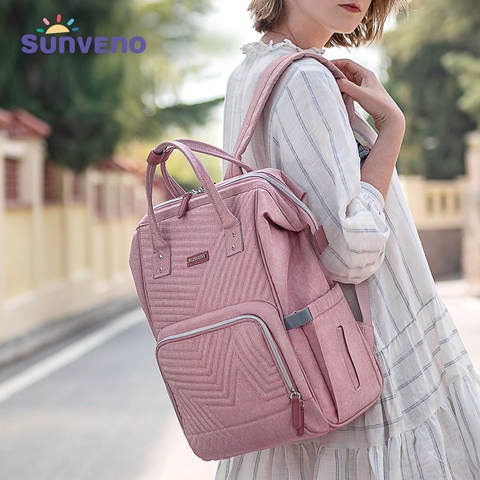 Sunveno Fashion Diaper Bag Backpack Quilted Large Mum Maternity Nursing Bag Travel Backpack Stroller Baby Bag Nappy Baby Care ► Photo 1/6