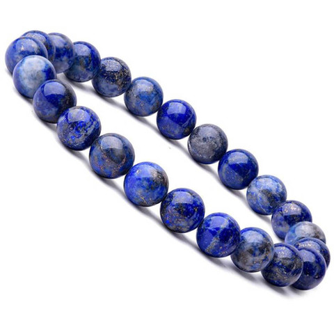 Elastic Natural Lapis Lazuli Beads Bracelets Unisex Bangle Natural Stone Round Beads Bracelet For Men Women Jewelry Gifts 8mm ► Photo 1/1