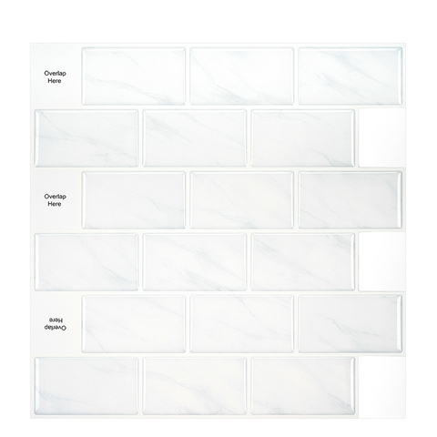 large self-adhesive tile sticker backsplash 3D wallpaper DIY kitchen bathroom decorative white  waterproof wall tiles ► Photo 1/6