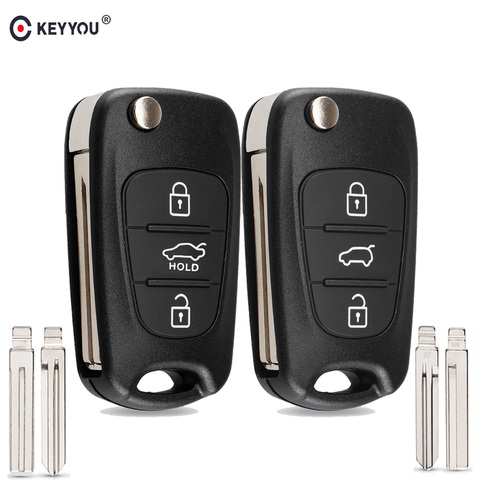 KEYYOU New Remote Key Shell For Hyundai I20 I30 IX35 I35 Accent Kia Picanto Sportage K5 3 Buttons Flip Folding Remote Key Case ► Photo 1/5
