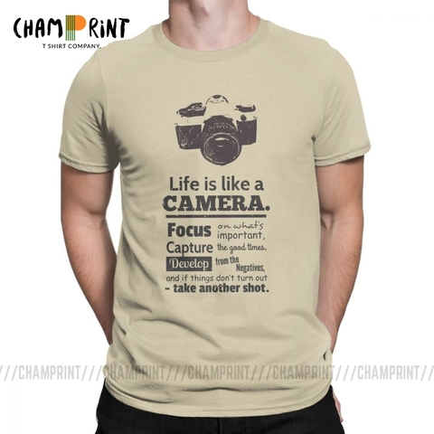 Vintage Chic Life Is Like A Camera T-Shirts for Men Cotton T Shirt Photographer Short Sleeve Tees Plus Size Clothing ► Photo 1/6