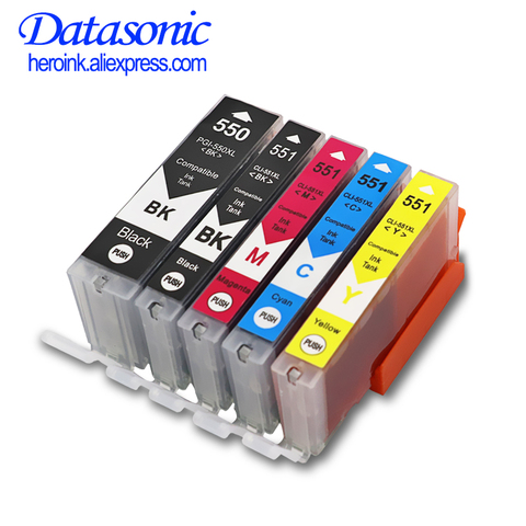 DAT 5PK pgi550 pgi-550 cli-551 ink cartridge for canon PGI550 CLI551 PIXMA IP7250 MG5450 MX925 MG5550 MG6450 MG5650 MG6650 MX725 ► Photo 1/6