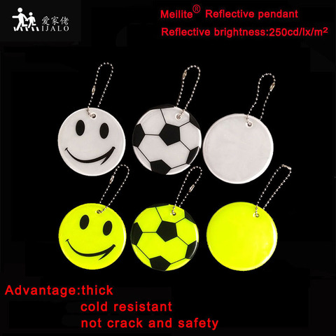 New smile face football MEILITE 250 candle lights Reflective charm bag keychain accessories hanger for road safety use ► Photo 1/6