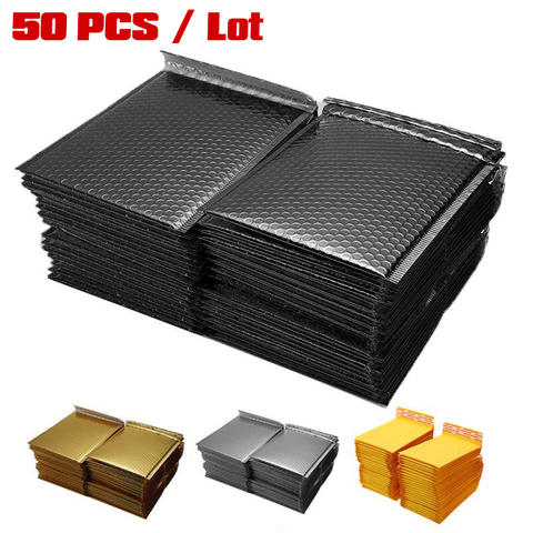 50pcs/Lot Foam Envelope Self Seal Mailers Padded Shipping Envelopes With Bubble Mailing Bag Shipping Packages Black Gold Silver ► Photo 1/6