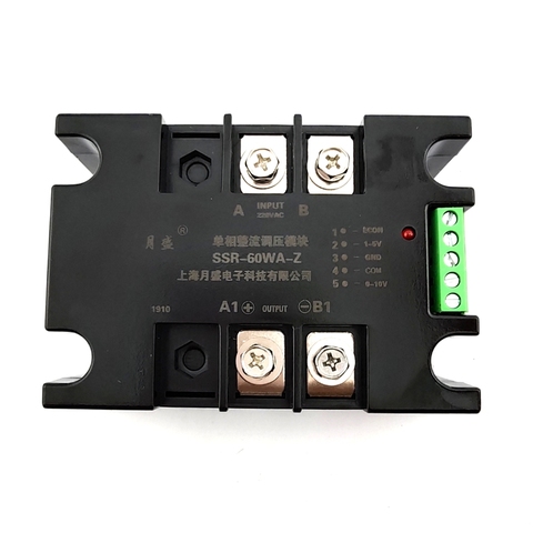 Single phase rectifier voltage regulator module 60A analog input: 4-20MA, 0-10V, 1-5V, 10K potentiometer ► Photo 1/6