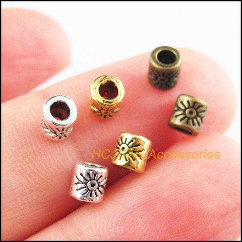 180Pcs Retro Tibetan Silver Antiqued Gold Bronze Tone Flower Tube Spacer Beads Charms 4mm ► Photo 1/1