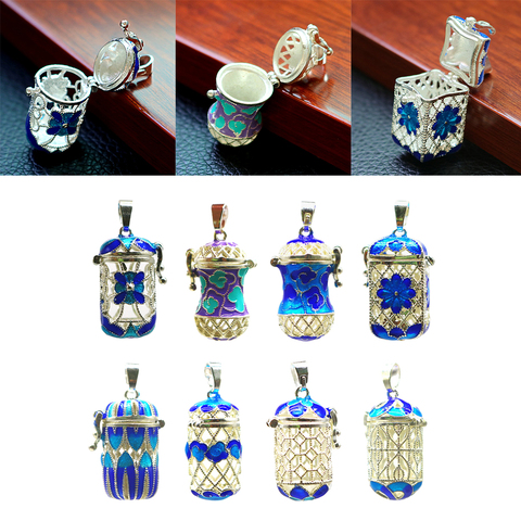 Essential Oil Diffuser Pendant Perfume Cage Locket Hollow Out Enamel Bottle ► Photo 1/6