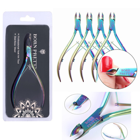 BORN PRETTY Nail Cuticle Nipper Stainless Steel Rainbow Tweezer Clipper Dead Skin Remover Scissor Plier  Pusher Tool ► Photo 1/6