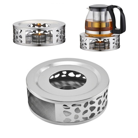 Round Teapot Warmer Stainless-Steel Candle Base Tea Pot Heat