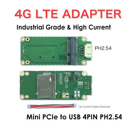 4G LTE Industrial Mini PCIe to USB Adapter W/SIM Card Slot USB 2.0 4PIN PH2.54 Connector for WWAN/LTE 3G/4G Wireless Module ► Photo 1/4