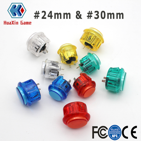 10pcs Transparent No LED Arcade 30mm / 24mm Push Button Copy SANWA OBSF-30 OBSN-30 for DIY Raspberry pi MAME PC Pandora Game ► Photo 1/4