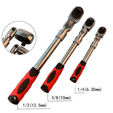 72Teeth Telescopic Ratchet Spanner Automatic Quick Release Fast 1/4 1/2 3/8 Can Adjust 90 Degrees Scaffold Ratchet Handle Wrench ► Photo 1/6