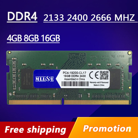 MLLSE Laptop DDR4 RAM 4GB 8GB 16GB 4G 8G 16G RAM Memory ddr 4 2133mhz 2400mhz 2666mhz notebook Memoria 260-pin SODIMM ► Photo 1/6