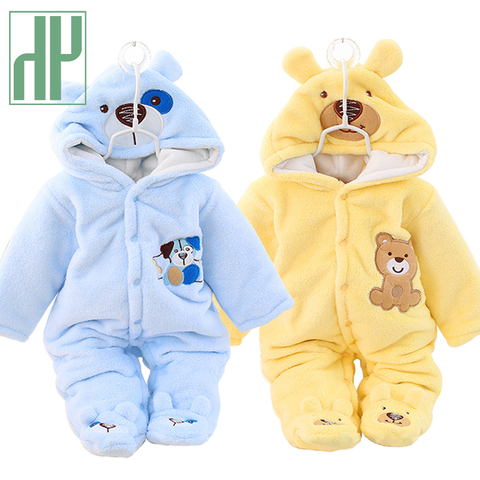 HH Baby Winter Warm Romper Newborn Girls Overall Flannel Boys Autumn Long Sleeve Jumpsuit Costume 3-12 Month Infant Bear Pajamas ► Photo 1/6