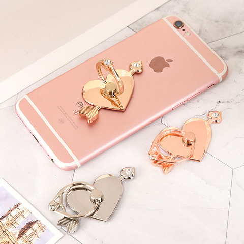 Luxury Diamond Shiny Cupid Love Metal Mobile Phone Ring Stand Stick Socket 360 Holder Cell Phone Telephone for mobile phones ► Photo 1/6