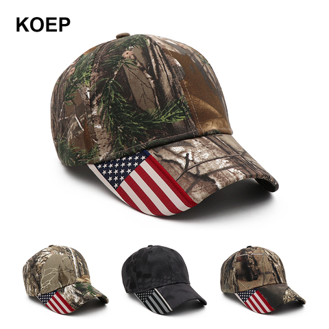 KOEP 2022 American Flag Hunting Camouflage Baseball Cap Women's Snapback Hat Summer Outdoor Fishing Hats For Men Army Camo Caps ► Photo 1/6