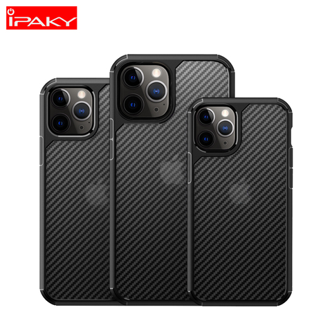 IPAKY for iPhone 12 Case for iPhone 11 12 Pro Case Carbon Fiber Skin Transparent Protect Soft Case for iPhone 11 12 Pro MAX Case ► Photo 1/6