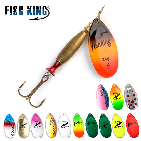 FISH KING 1PC Long cast 4#-18g 5#-24g Spinner Lure Bait Spoon Lures pike Metal Fishing Lure Bass Hard Bait With  Hooks ► Photo 1/6