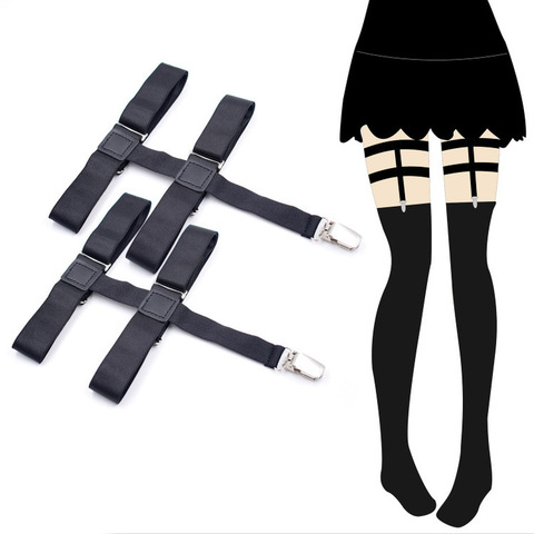 Women's Black Metal Clips Non-slip Stockings Garters Stays Suspenders Female Leg Elastic Knee High Socks Holders Garter Belt ► Photo 1/6