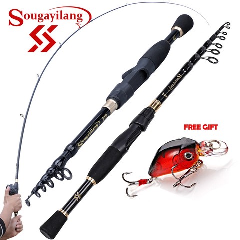 Sougayilang Portable Telescopic Fishing Rods 1.8M -2.4M Carbon Fiber Ultralight Spinning Casting Fishing Rod Lure Fishing Tackle ► Photo 1/6