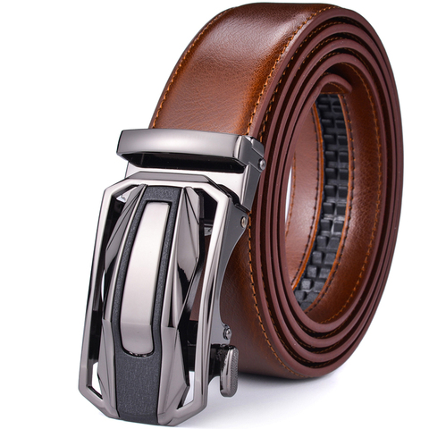 Men's Leather Ratchet Belt Dress with Slide Click Automatic Buckle Plus Size 65cm To 160cm Luxury Ceinture ► Photo 1/6