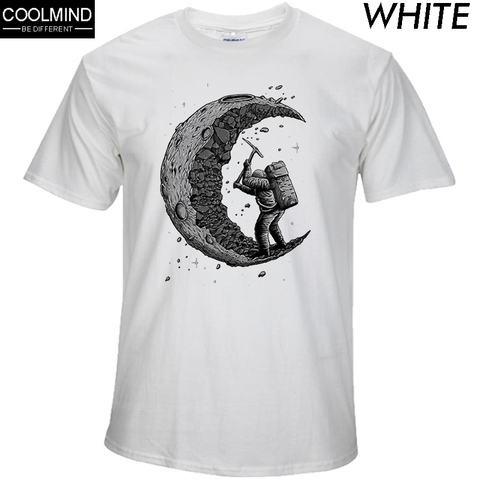 100% cotton digging the moon print funny mens o-neck t shirts fashion men's tops men T-shirt cool men tshirt male men tee shirts ► Photo 1/6