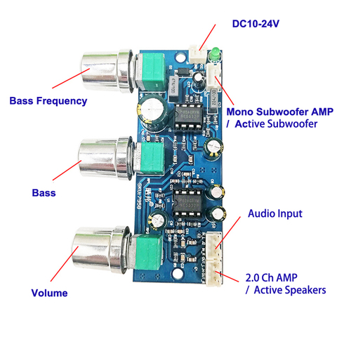 NE5532 2.1 Channel Tone Preamplifier Board  Audio Equalizer Subwoofer Preamp Tone Control Bass Pre Amplifier DC10-24V ► Photo 1/5