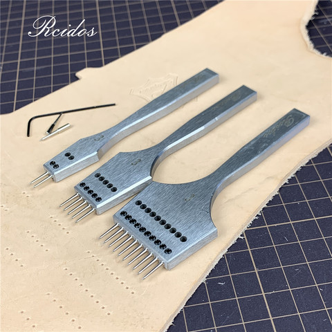 RCIDOS Interchangeable Round hole Puncher,Manual Stitching hole Punching tools,Combined Stitch hole cutter,Dis 3/3.38/3.85/4mm ► Photo 1/6