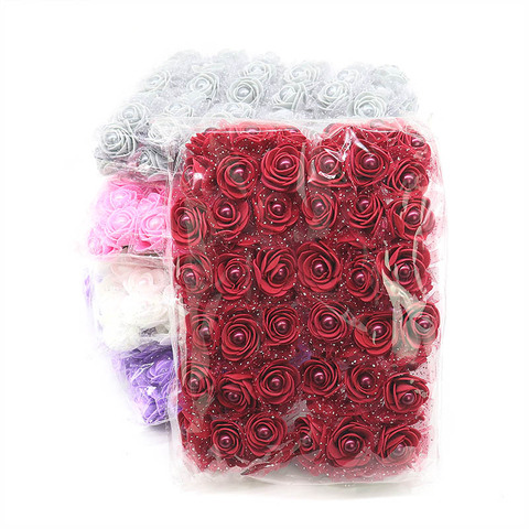 12pcs/lot 3cm Foam Mini Roses Pearl Bead Rose Artificial Flowers DIY Crafts for Wedding Decoration Bouquet Scrapbooking Supplies ► Photo 1/6