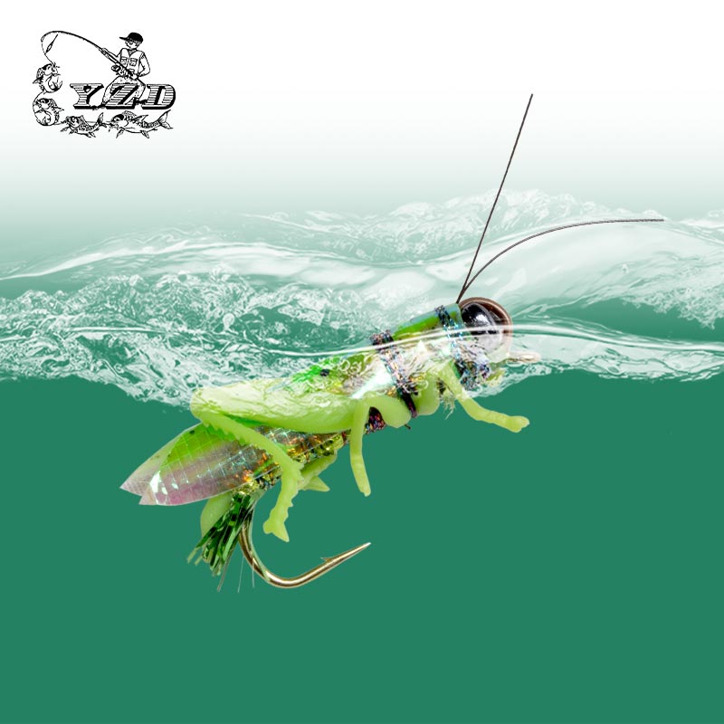 YAZHIDA Fly Fishing Baits Grasshopper Flies 12Pcs 270mm Floating