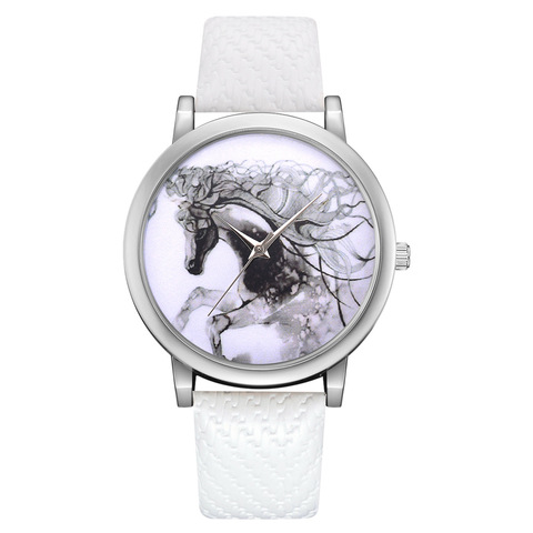 Fashion Womens Watch Girls Casual Leather Belt Analog Quartz Wrist Watches Horse Pattern Printing Female Clocks Montre Femme ► Photo 1/6
