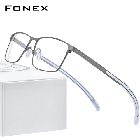 FONEX Pure Titanium Glasses Frame Men Square Myopia Optical Prescription Eyeglass Frame Man 2022 Antiskid Silicone Eyewear 8521 ► Photo 1/6