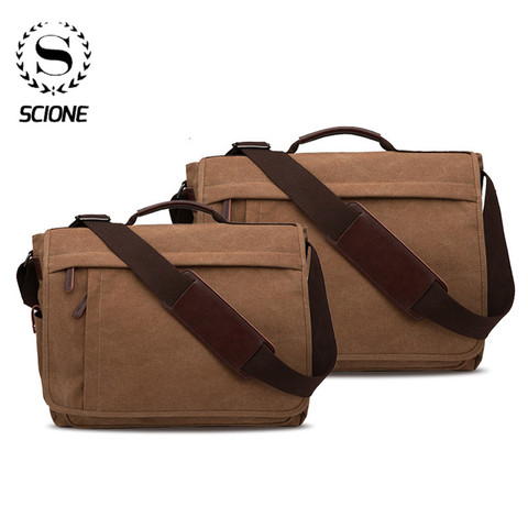 Scione Men Canvas Shoulder Bag Casual Men Retro Zipper laptop bag Crossbody Outdoor Bags Mens Travel School Shoulder Bag ► Photo 1/6