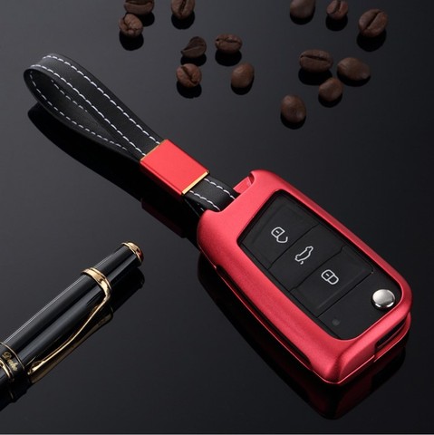 Car Aluminium Alloy Key Case For Skoda Octavia A7 Kodiaq YETI For VW Golf 7 MK7 T-ROC Seat Cuptra Combi Folding Key Protective ► Photo 1/6