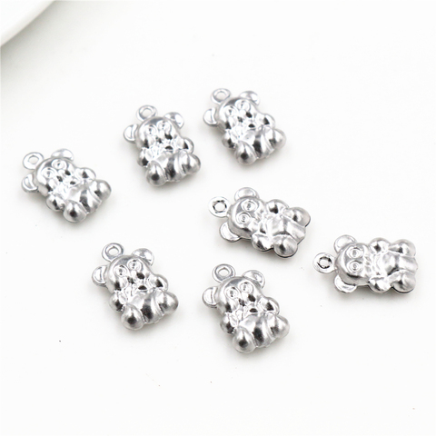 30pc/lot 13x8mm Bear Charms 316 Stainless Steel Bear Cute for necklace pendant charms diy jewelry making-Q3-23 ► Photo 1/1