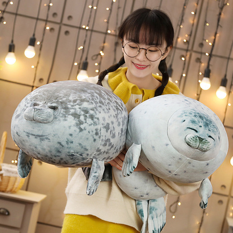 30~80cm Simulated Seal Plush Toy White Phocidae Grey Soft Aquatic Stuffed Animal Doll Kids Gift 30/40/60cm ► Photo 1/6