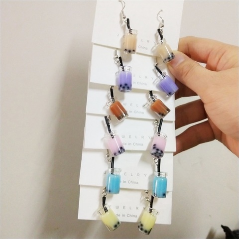 2022 New Products Fun Handmade Pearl Milk Tea Cup Earrings Creative Unique Resin Bubble Cup Drink Earrings Girls Party Jewelry ► Photo 1/6