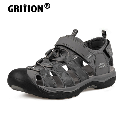 GRITION Mens Outdoor Trekking Sandals Flat Non Slip Collision Avoidance Quick Drying Beach Shoes Hiking PU Encapsulated Size 46 ► Photo 1/6