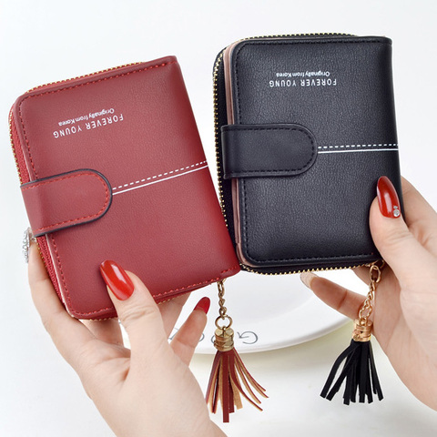 Women Wallets  Girls Short Lady Zipper Hasp Coin Purse Tassel Woman Clutch Purses Cards Holder Wallet Billfold Burse Bags Pocket ► Photo 1/6