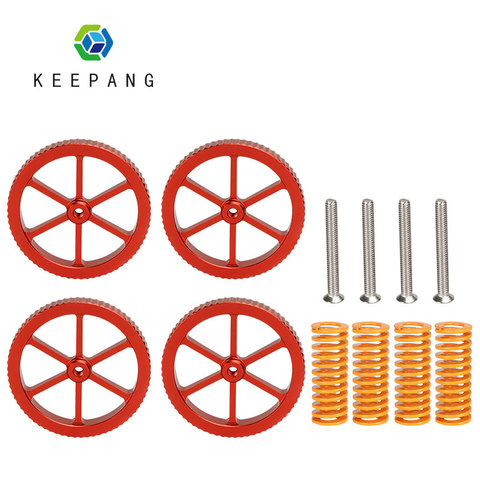 4 set Aluminum alloy Leveling Nuts Kit for Adjustment Red Nut 4 8*25 Springs 4 M4 Screw For 3D Printer Ender 3  CR10 Heatbed ► Photo 1/6