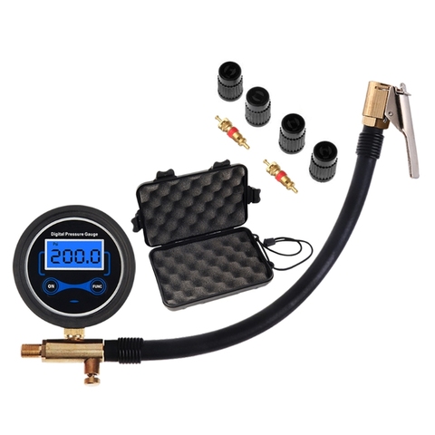 Car Air Tire Inflator Digital Pressure Gauge with Air Chuck & Hose 448A ► Photo 1/6