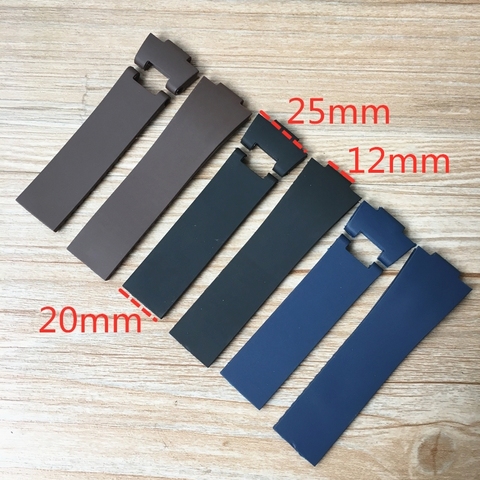 25*12mm Black Brown Blue Waterproof Silicone Rubber watch band Wrist WatchBand Belt For Ulysse Nardin strap Bracelet ► Photo 1/5