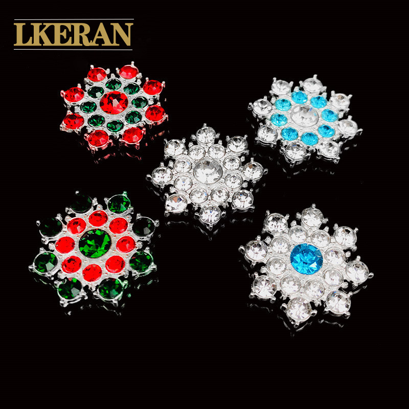 ZMASEY Snowflake Buttons 10Pcs/Lot Handwork Alloy Buttons Rhinestones  Sewing Holiday Party Decoration Crystal Accessories