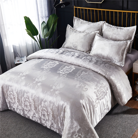 Jane Spinning Embroidered Comforter Set Queen Gray Luxury Flower Bedding Set Home Textiles King Ropa De Cama ► Photo 1/1