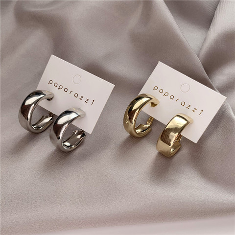 Minimalist Brand Hoop Circle Earring Woman 2022 New Vintage Gold Color korean Scrub Statement Big Earrings Accessories brincos ► Photo 1/6