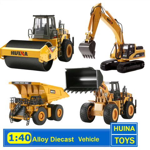 HUINA 1:40 Alloy Diecast Vehicle Excavator Engineering Model Loader Metal Truck Collection Boys Birthday Gift Car Christmas Toys ► Photo 1/6